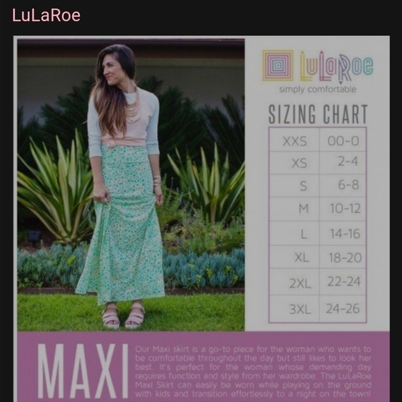 NWOT Lularoe Maxi Skirt in Colorful Pink & Blue Print Size XL - Picture 4 of 5